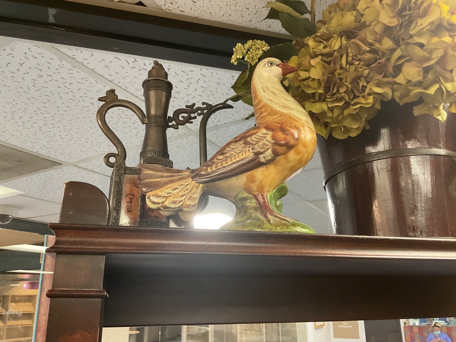 Pair of Italian Faience Pigeons Brown and White