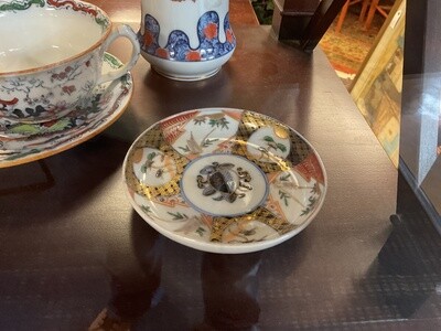Small Imari Saucer with Blue and Gold Crest