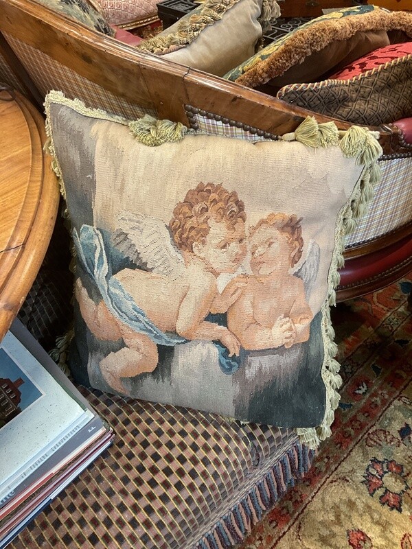 French Aubusson Cherub Pillow