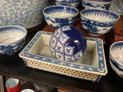 Blue and White Chinese Porcelain Sphere