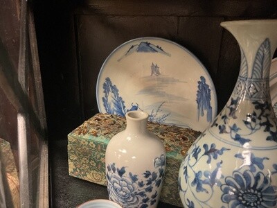Japanese Blue and White Scenic Plate (9 Inch)