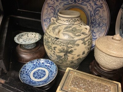 Pair of Chinese Blue and White Jars