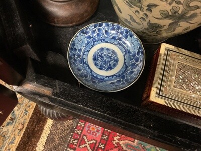Chinese Blue and White Foliate Decorated Saucer