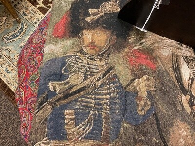 Vintage Tapestry Textile of a Warrior