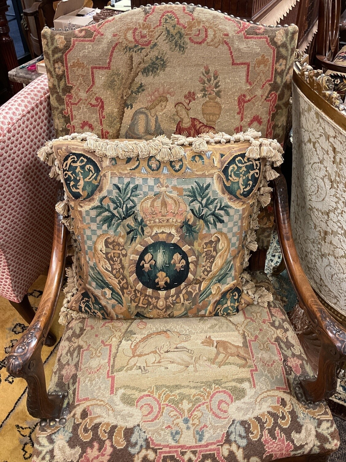 French 19th Century Regencee Needlepoint Armchair
