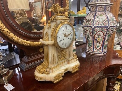 French Louis XVI Onyx and Ormolu Clock by Raingo Frères