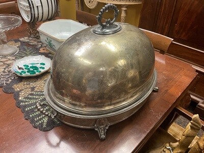 English Silver Meat Dome with Hot Water Warming Tray