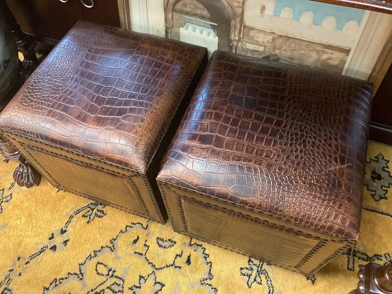 Faux Alligator Ottoman