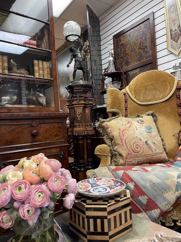 American Neogothic Rosewood Veneer Over Mahogany and Satinwood Inlaid Art Pedestal Circa 1860
