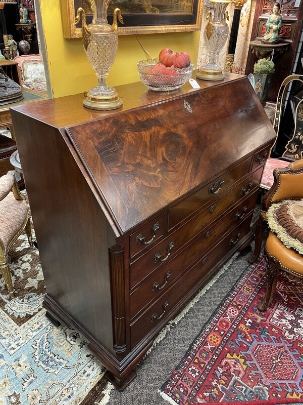 English Georgian Mahogany Chippendale Slant Front Desk, 18th Century