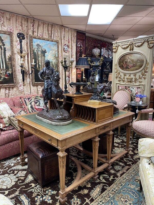 French Late 19th Century Louis XIV style Double-Sided Library Table Desk