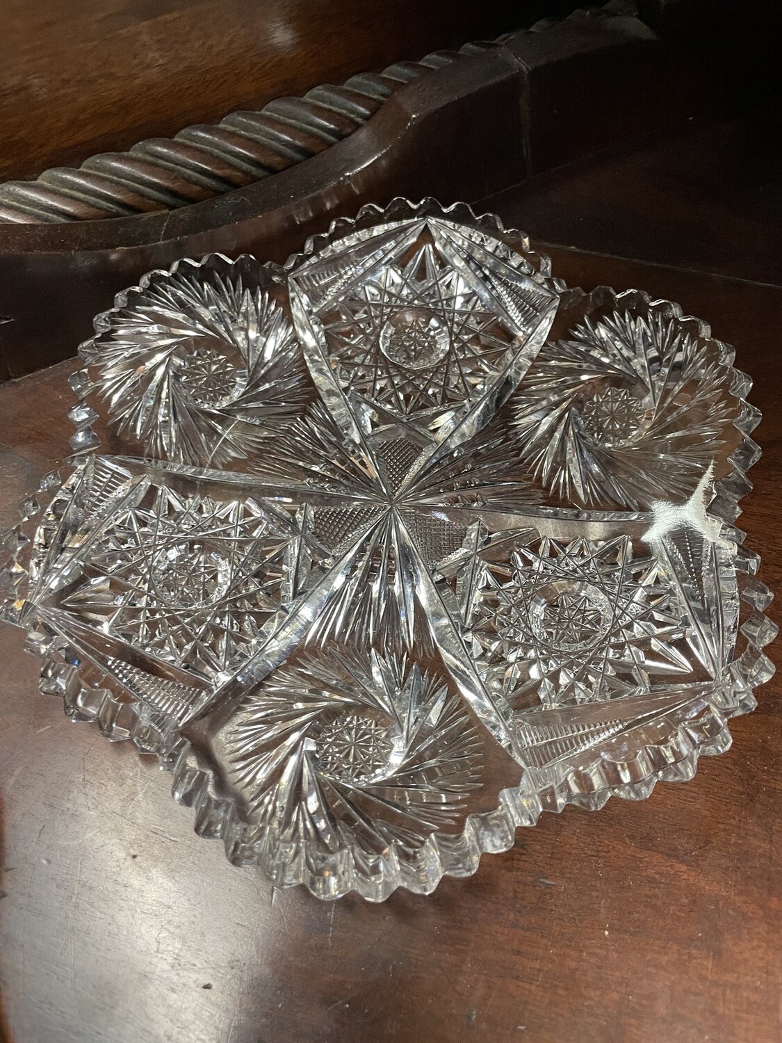 American Brilliant Cut-Glass Shallow Bowl