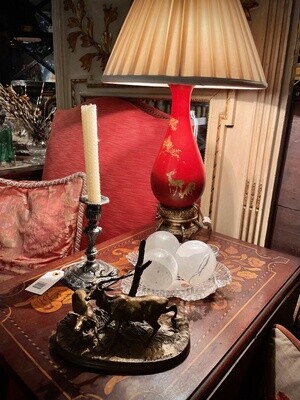 Japanese Red Lacquered Lamp