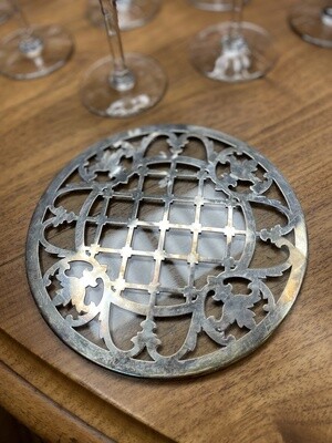Silver Over Round Glass Trivet