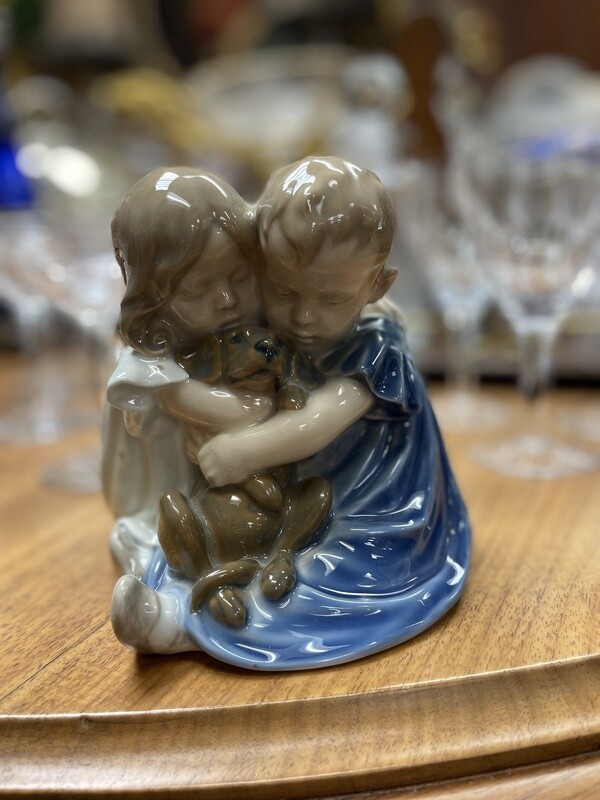 Figurine of a Boy Girl and Dog