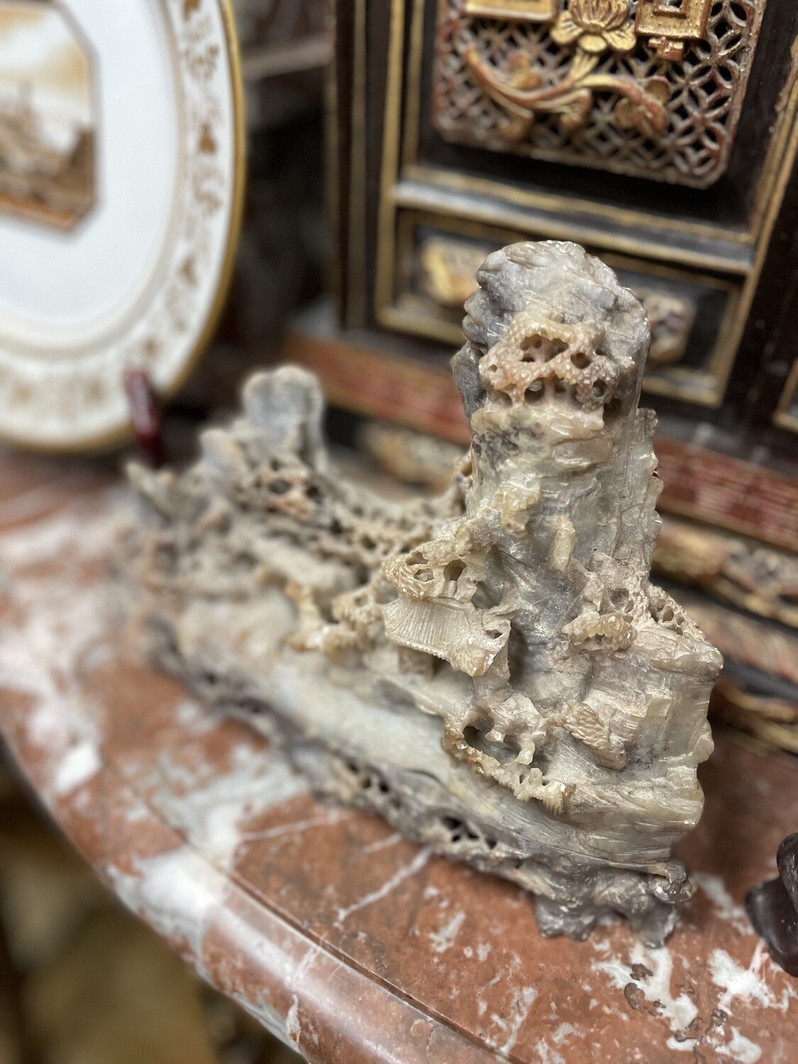 Chinese Soapstone Carved Landscape Sculpture