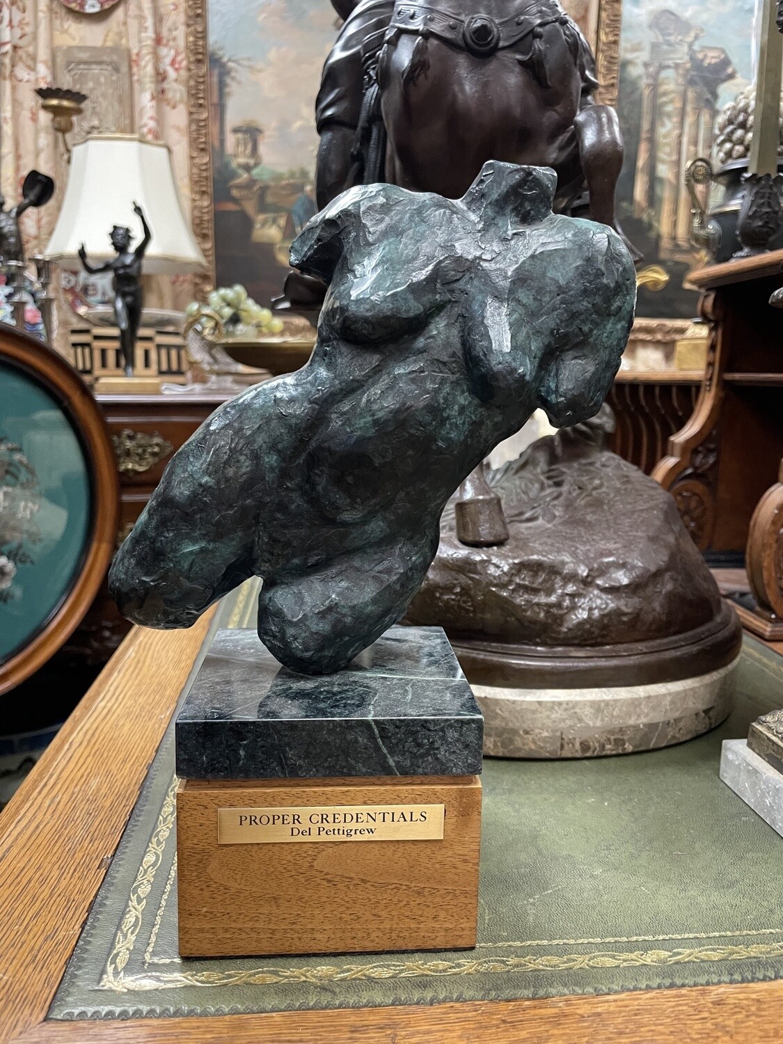 Del Pettigrew Bronze Sculpture (American, 1937) Proper Credentials, 1998