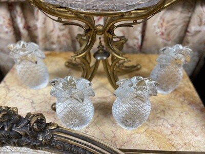 A Group of 4 Baccarat Clear and Frosted Glass Ananas Pineapple Paperweights, 20th century