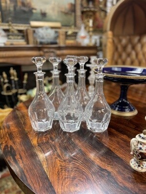 A Group of 6 Baccarat Clear Glass Malmaison Decanters, 20th century