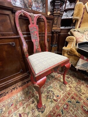 Pair of Red Chinoiserie Side Chairs