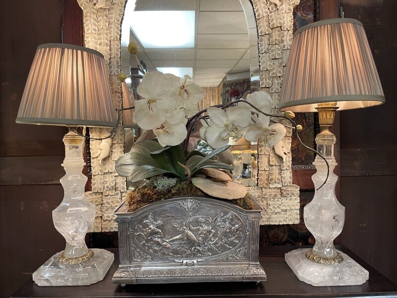 Pair  of Rock Crystal Candlestick Lamps