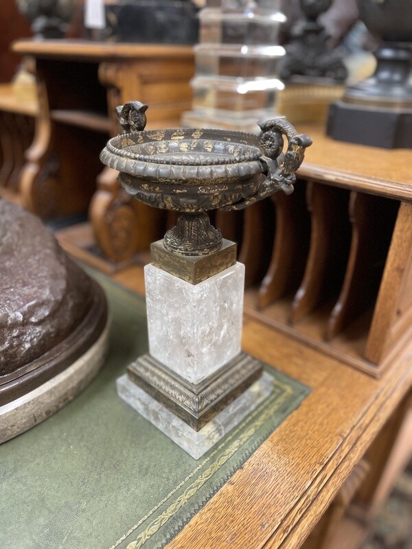 Pair of French Rock Crystal and Bronze Tazzas
