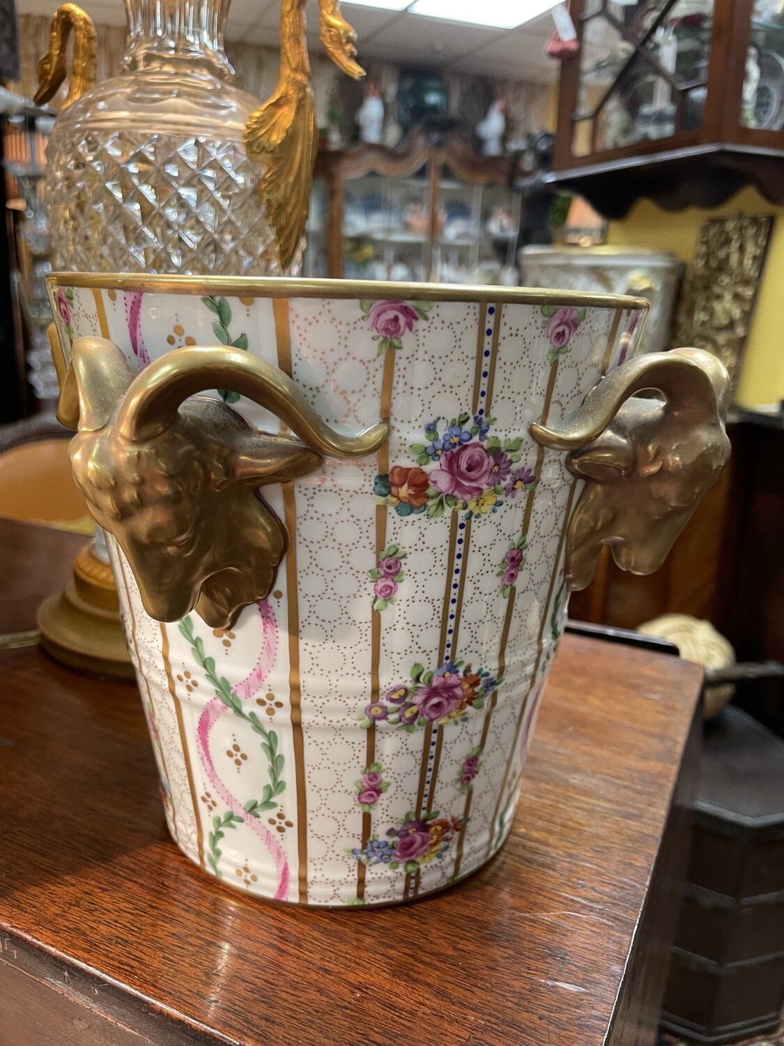 Porcelain Rams Head Cachepot