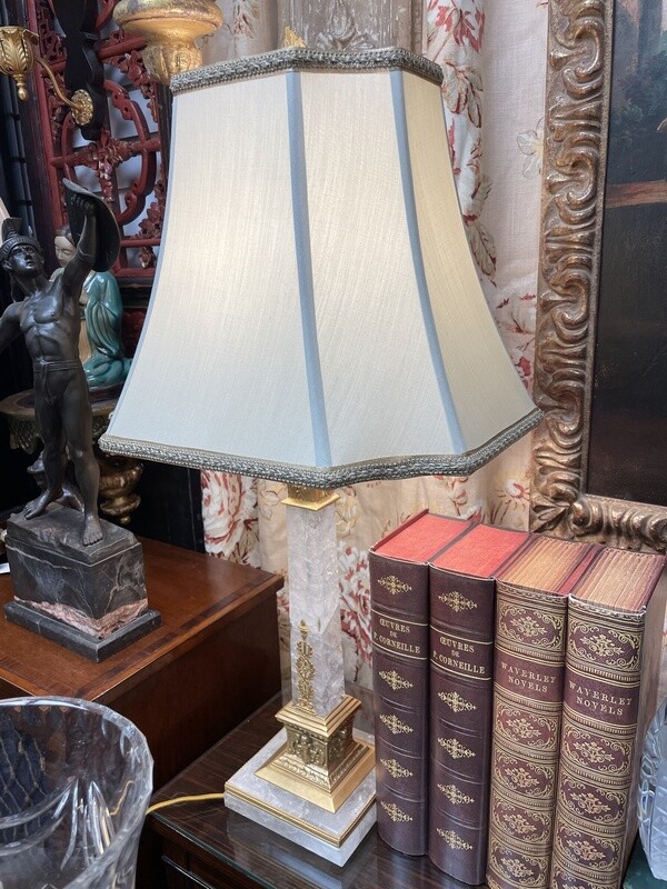 Pair of Rock Crystal Gilt and Metal Lamps