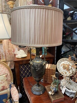 Pair of Bronze Neoclassical and Parcel Gilt Lamps with Custom Joe Mitton Shades