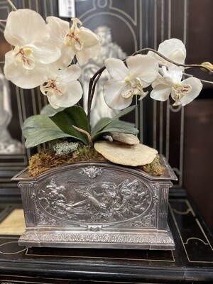 Sterling Silver Planter with Silk Orchid
