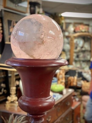 Solid Pink Rock Crystal Orb, Roughly 11 inches