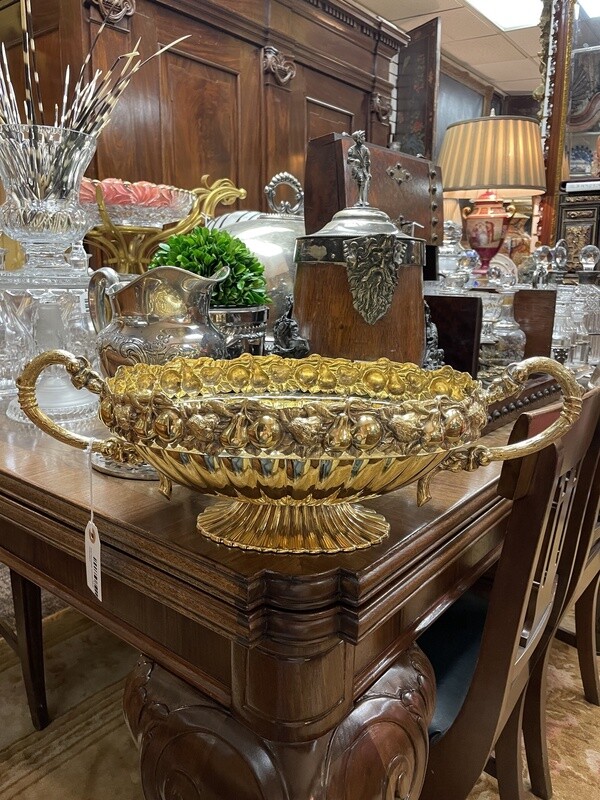 Oval Repousse Vermeil Silver Centerpiece