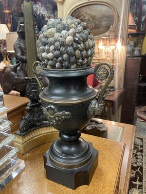 Pair of Shell and Bronze Urns