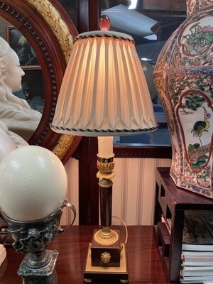 Pair of Robert Whiteside Rouge Royale Marble and Gilt Candle Stick Lamps