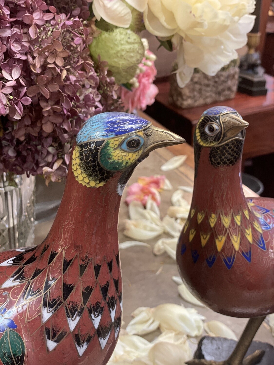 Pair of Chinese Cloisonne Pheasants