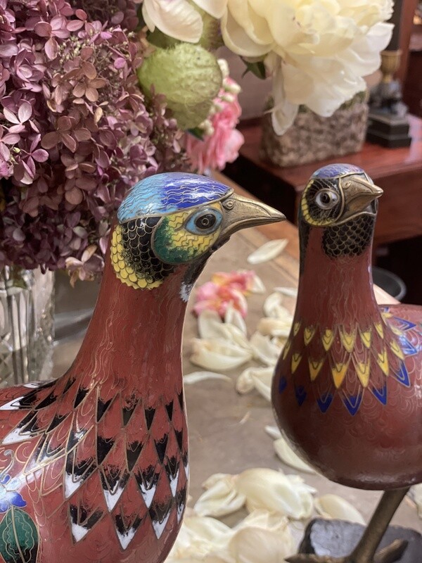Pair of Chinese Cloisonne Pheasants