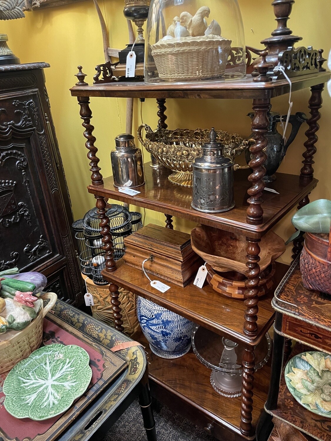 English Regency Mahogany Barley Twist Etagere