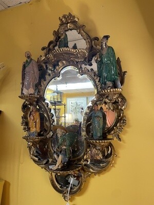 Gilt Mirror with Small Shelves