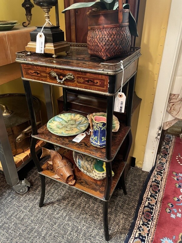 French Napoleon III Three-Tiered Marquetry Side Table