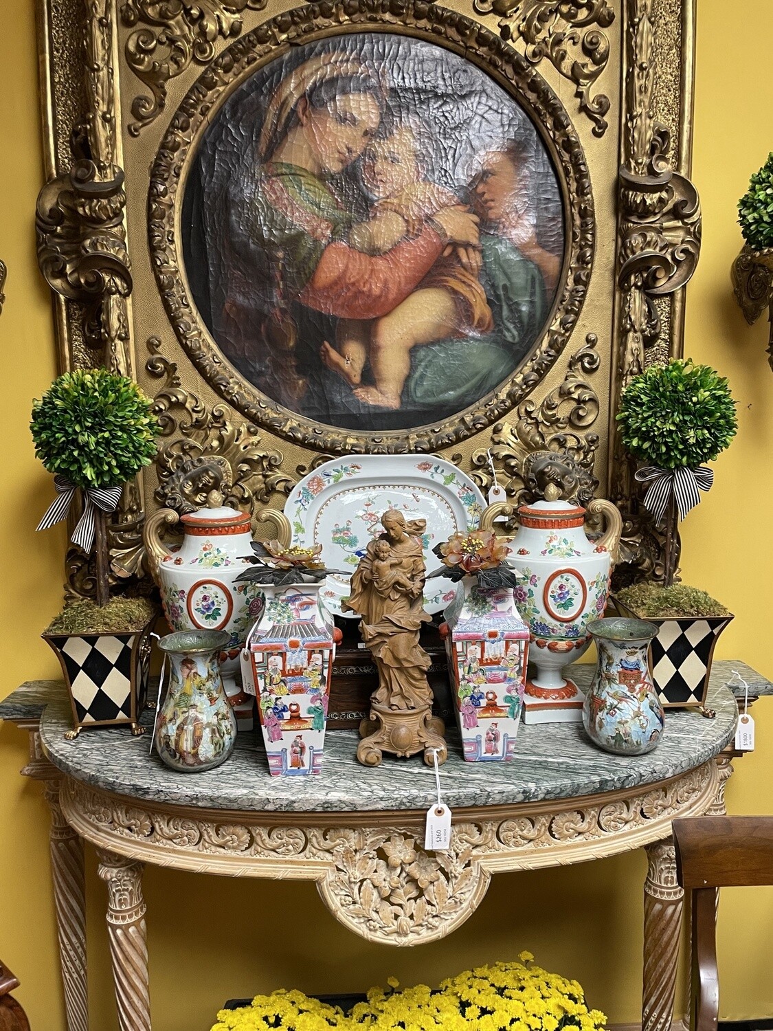 French Louis XVI Marble Top Console Table