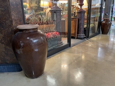 Pair of Large Brown Pottery Glazed Vases