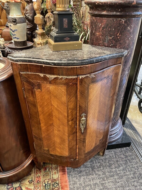 Pair of French 18th Century Louis XVI Encoignure Corner Cabinets
