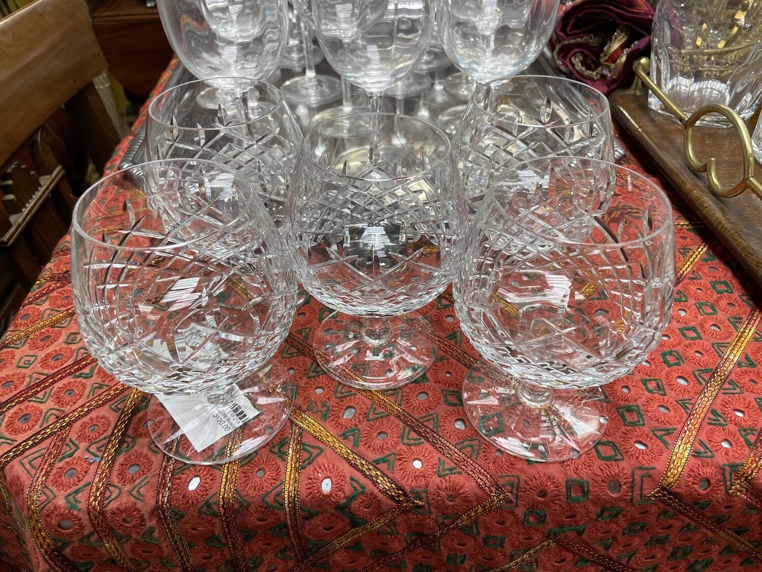 5 Cut Glass Brandy Snifters