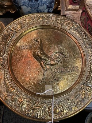 English Brass Rooster Plate