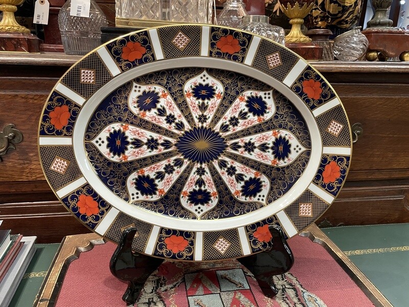 English Royal Crown Derby Old Imari Bone China Large Oval Platter