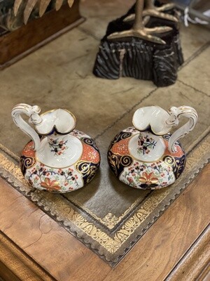 Pair of English Royal Crown Derby Old Imari Small Ewers