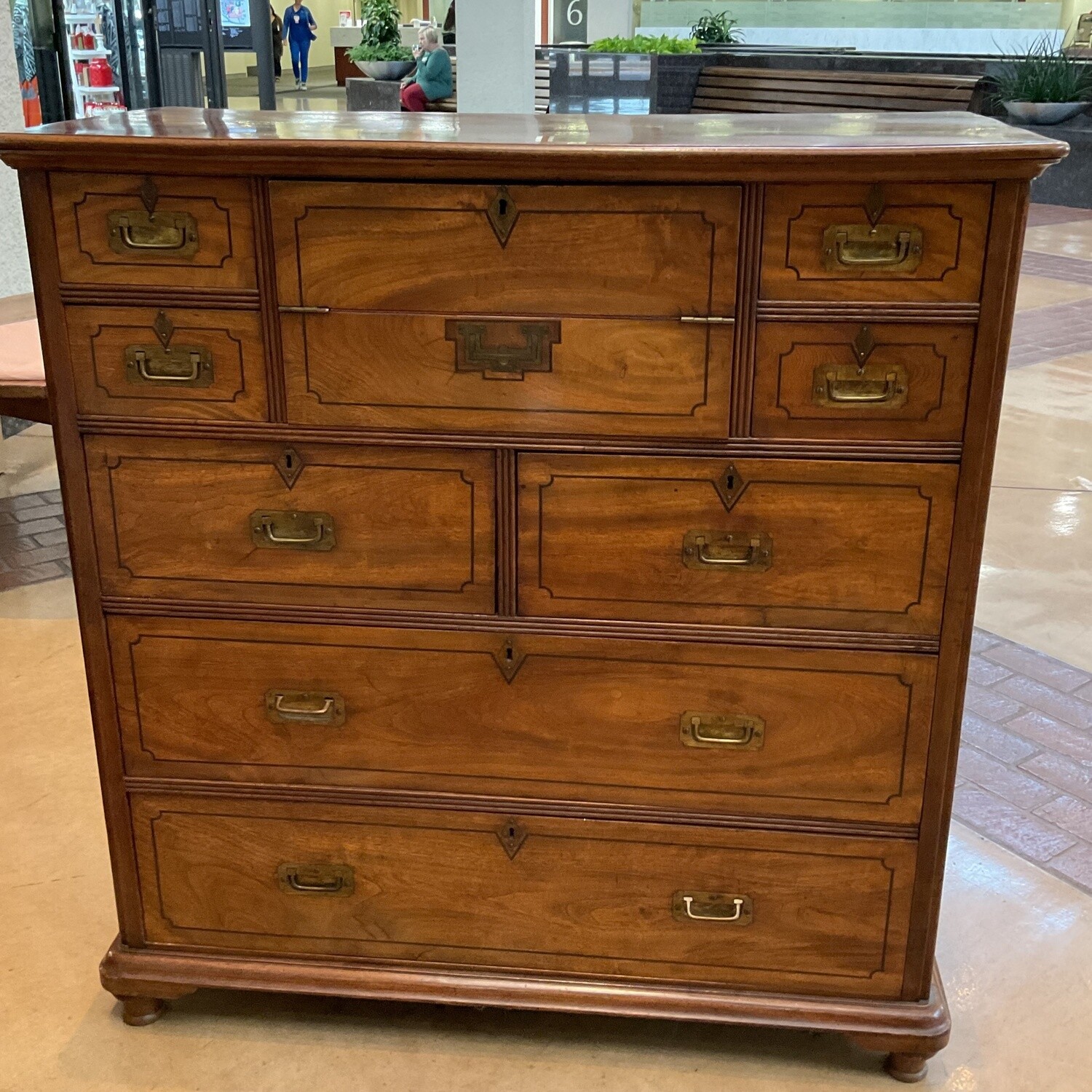 China Tray Camphor Wood and Mahogany Inlaid Campaign Chest