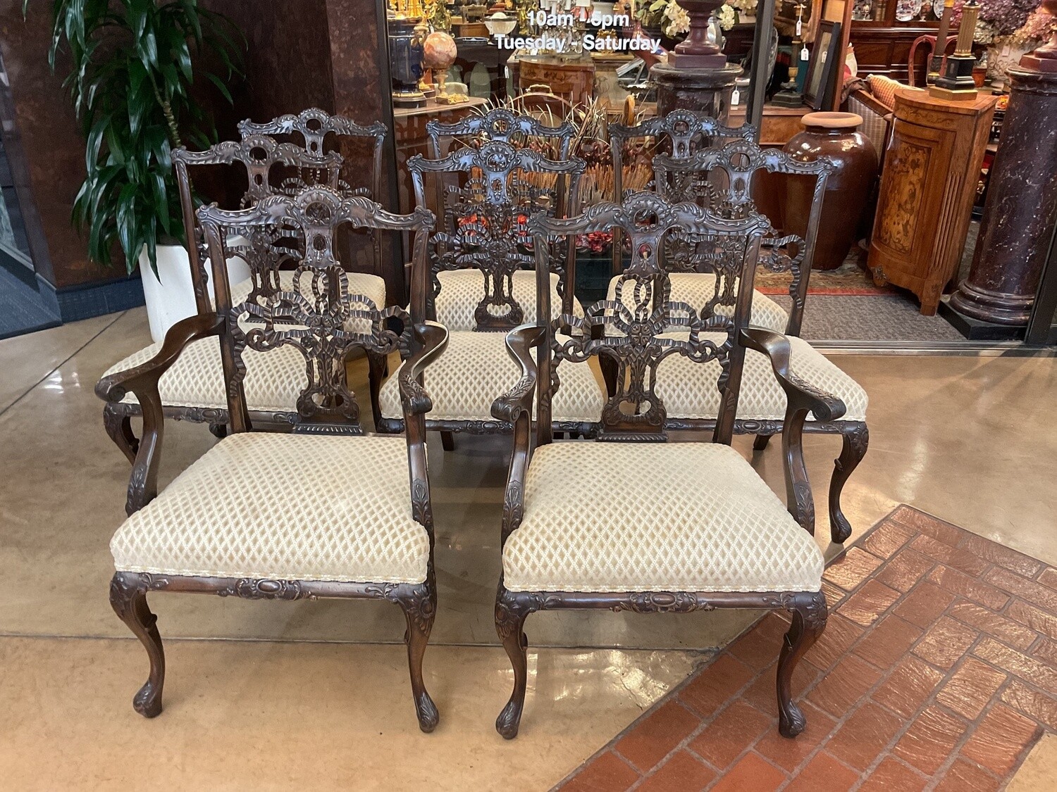 8 Chippendale Ribbon Back Dining Chairs