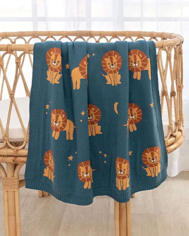 Living Textiles Whimsical Lion Baby Blanket