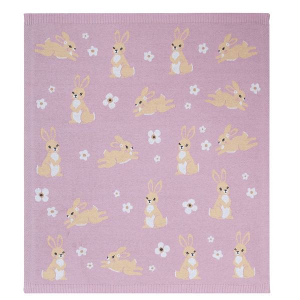 Living Textiles Whimsical Bunny Baby Blanket Lilac